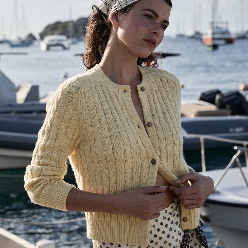 Doen Penrose Cardigan Lemon Chiffon size S NWOT